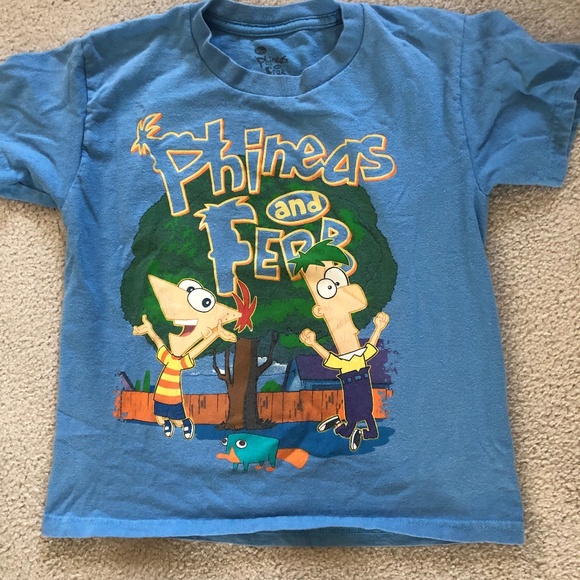 Vintage Phineas & Ferb Shirt Disney - Boys Large 7 - Picture 1 of 4